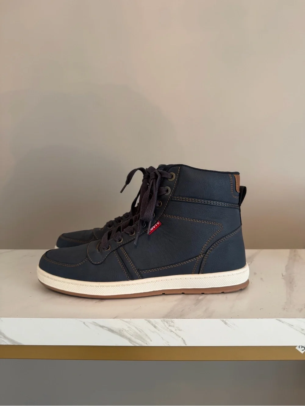 Levi’s Stanton Waxed UL Men's High-Top Sneakers Navy Blue Size 8